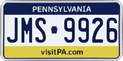 PA license plate JMS9926