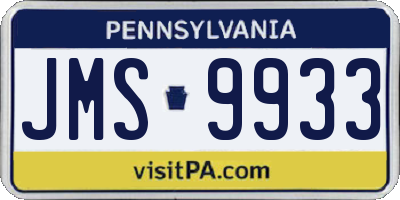 PA license plate JMS9933