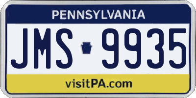 PA license plate JMS9935