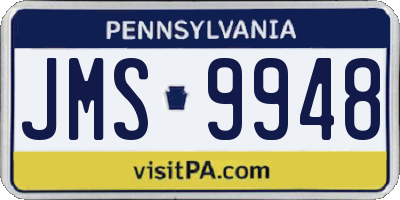 PA license plate JMS9948
