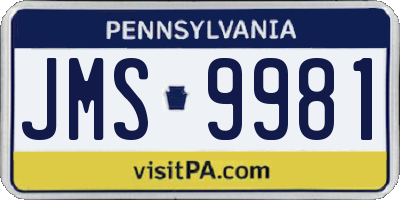 PA license plate JMS9981