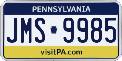 PA license plate JMS9985