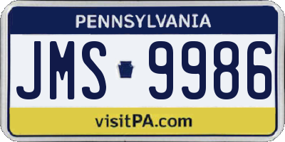 PA license plate JMS9986