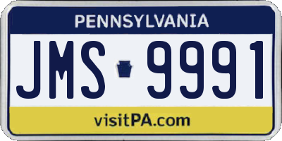 PA license plate JMS9991