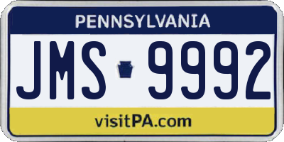 PA license plate JMS9992