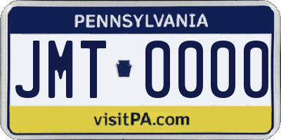 PA license plate JMT0000
