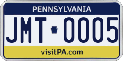 PA license plate JMT0005