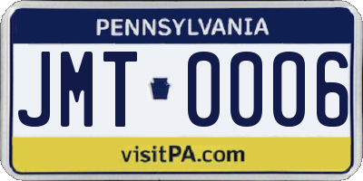 PA license plate JMT0006