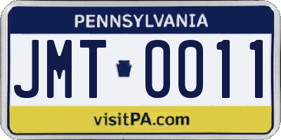 PA license plate JMT0011