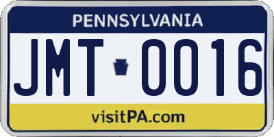PA license plate JMT0016