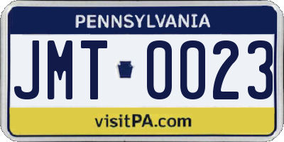 PA license plate JMT0023
