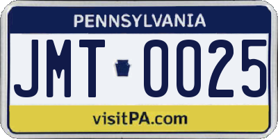 PA license plate JMT0025