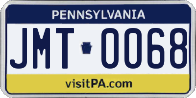 PA license plate JMT0068