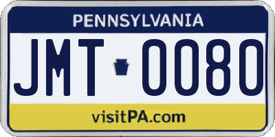 PA license plate JMT0080