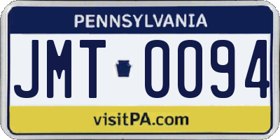 PA license plate JMT0094