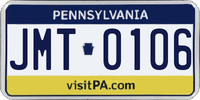 PA license plate JMT0106