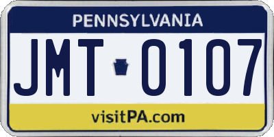 PA license plate JMT0107