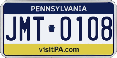 PA license plate JMT0108
