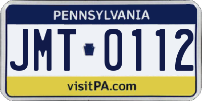 PA license plate JMT0112