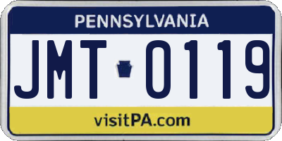 PA license plate JMT0119