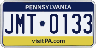 PA license plate JMT0133