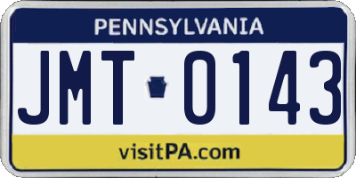PA license plate JMT0143