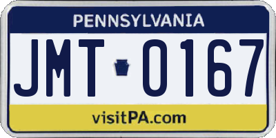 PA license plate JMT0167