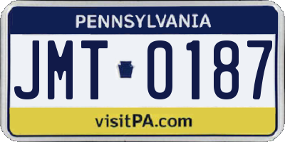 PA license plate JMT0187