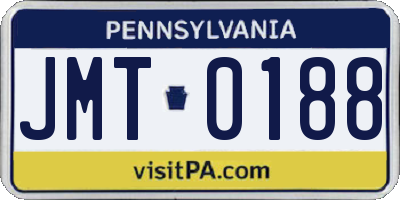 PA license plate JMT0188