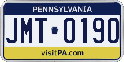 PA license plate JMT0190
