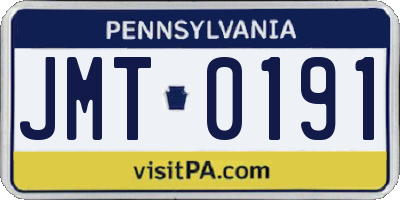 PA license plate JMT0191