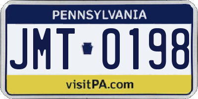 PA license plate JMT0198