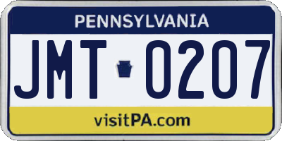 PA license plate JMT0207