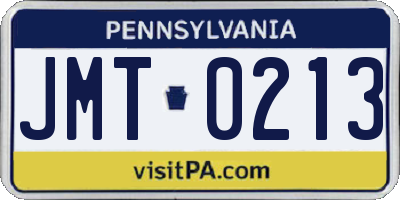 PA license plate JMT0213