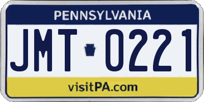 PA license plate JMT0221