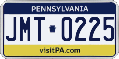 PA license plate JMT0225