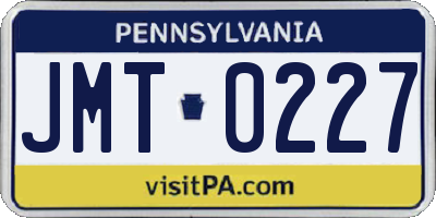 PA license plate JMT0227
