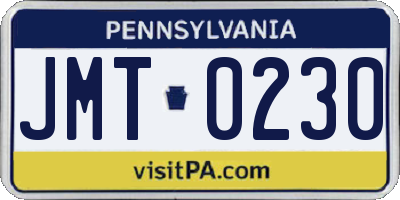 PA license plate JMT0230