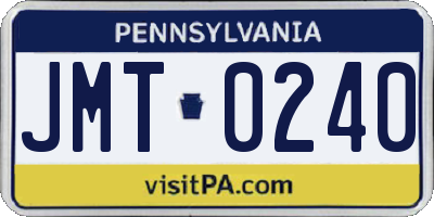 PA license plate JMT0240