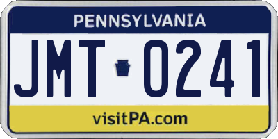 PA license plate JMT0241