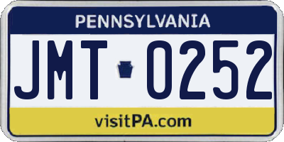 PA license plate JMT0252