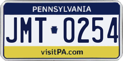 PA license plate JMT0254