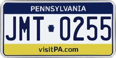 PA license plate JMT0255