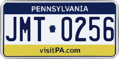 PA license plate JMT0256