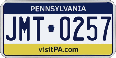 PA license plate JMT0257