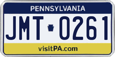 PA license plate JMT0261