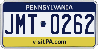 PA license plate JMT0262