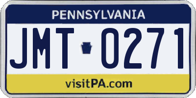 PA license plate JMT0271