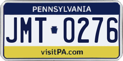 PA license plate JMT0276