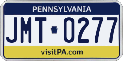 PA license plate JMT0277